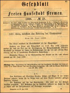 Early Bremen Bicycle Law